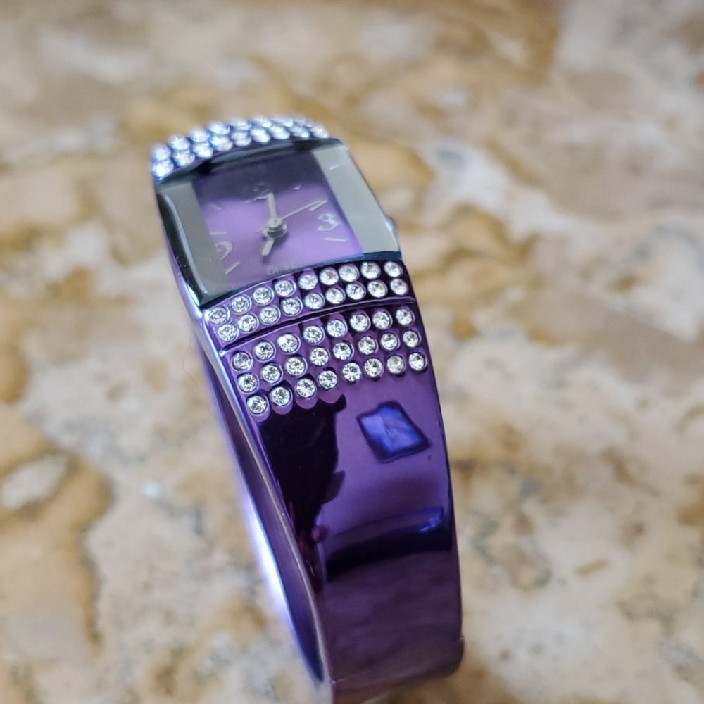 Purple Rhinestone Cuff Watch - Picture 2 of 5